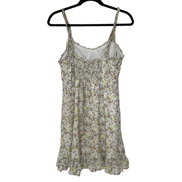 Wild Fable Cream Floral Spaghetti Strap Shirred Mini Dress - Size Medium - Picture 2 of 6